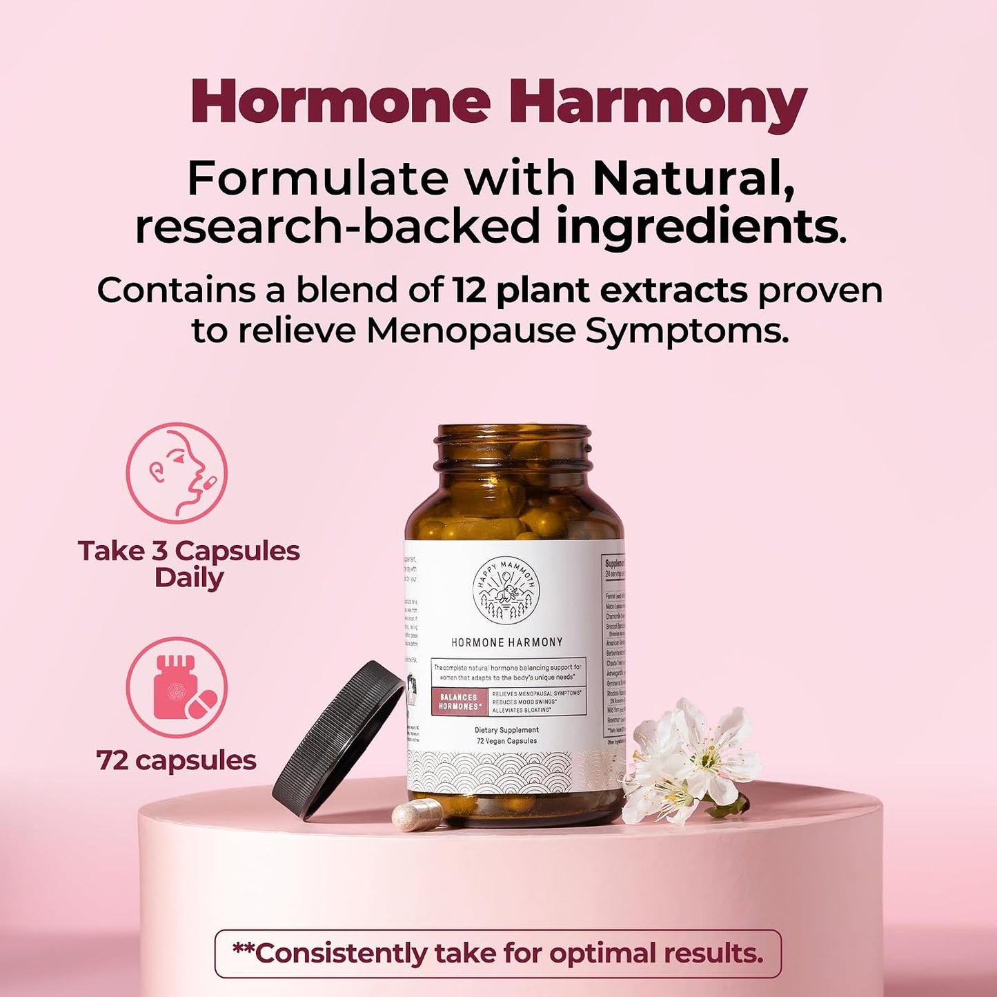 Hormone Harmony - Natural Hormonal Balance & Menopause Support (72 Capsules) Happy Mammoth