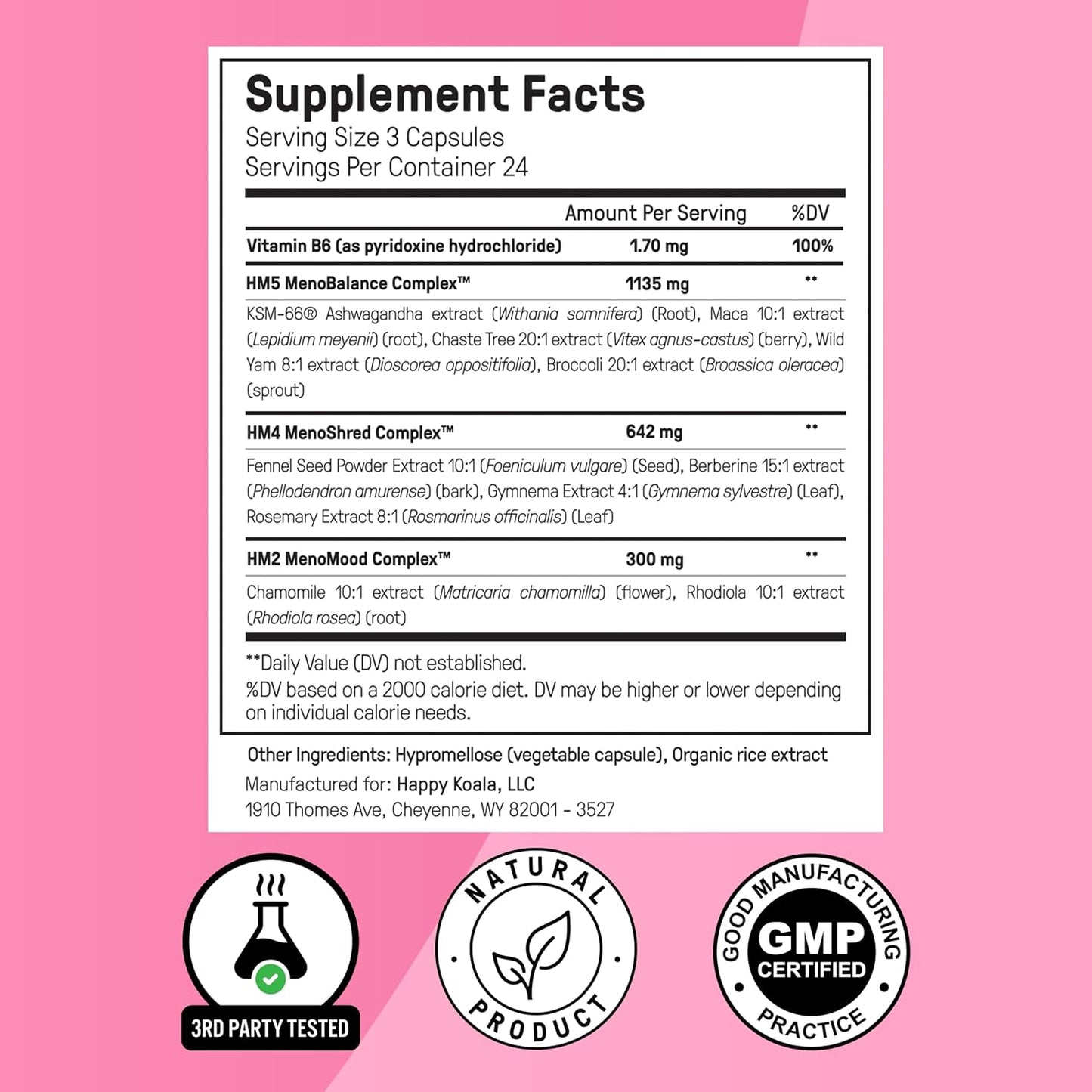 Hormone Harmony - Natural Hormonal Balance & Menopause Support (72 Capsules) Happy Mammoth